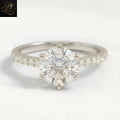 Solitaire Round Cut Engagement Ring | 18K Lab Ground 6 Prong - Pave Diamond Ring | Gift For Her (Copy) (Copy)