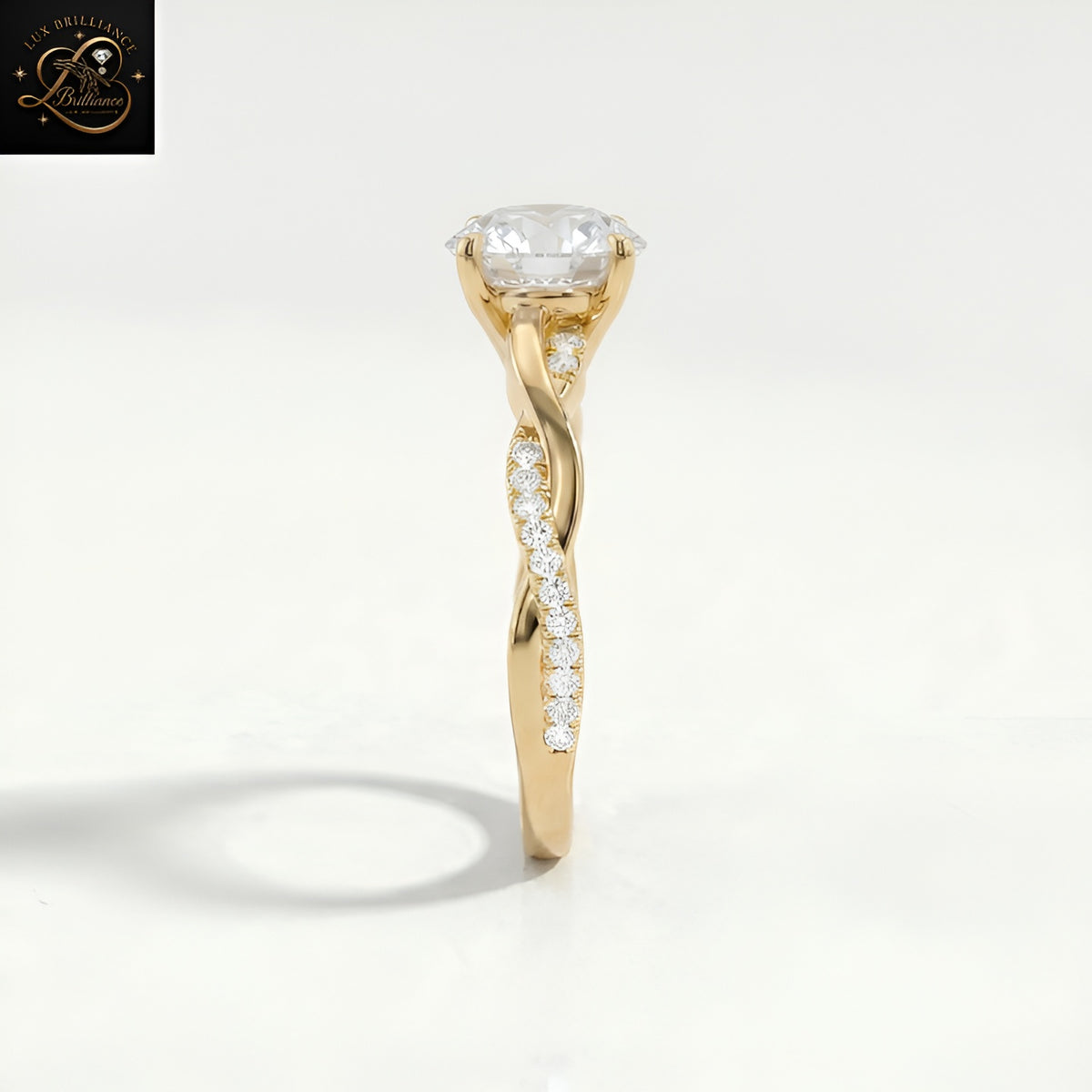 Twisted Pave Band Round Solitaire Engagement Ring | Lab Diamond Solitaire 4-Prong Band | Gift For Her (Copy) (Copy) (Copy)