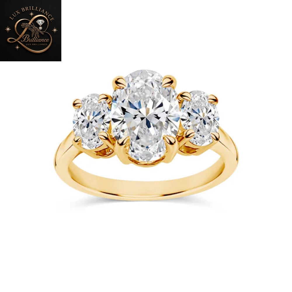 Oval Cut Three Stone Lab Ground Diamond Engagement Ring | Oval Trilogy Timeless Ring | Gift For Her (Copy) (Copy) (Copy) (Copy)