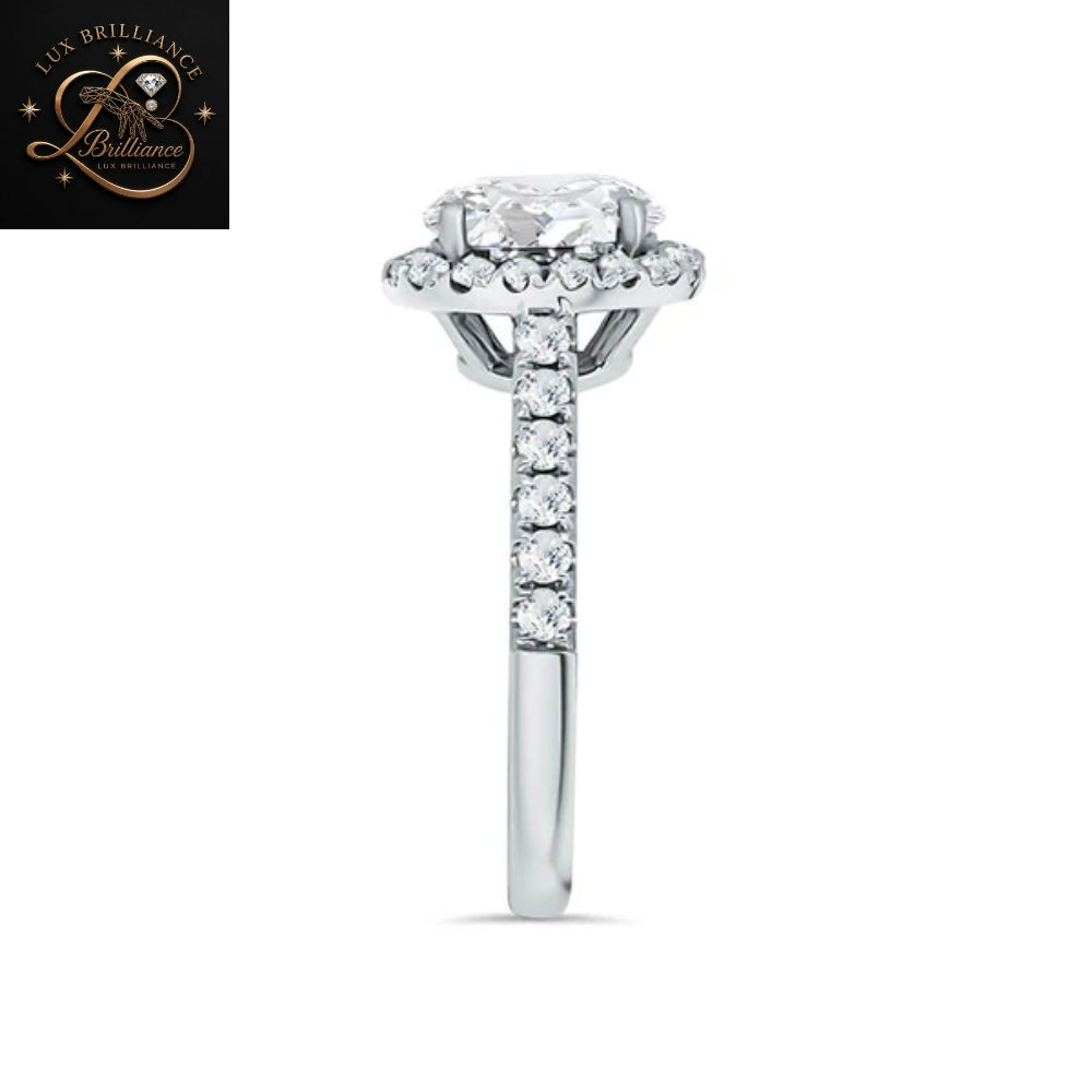 Round Brilliant Diamond Halo Engagement Ring | White Gold Solitaire Ring | Wedding Ring