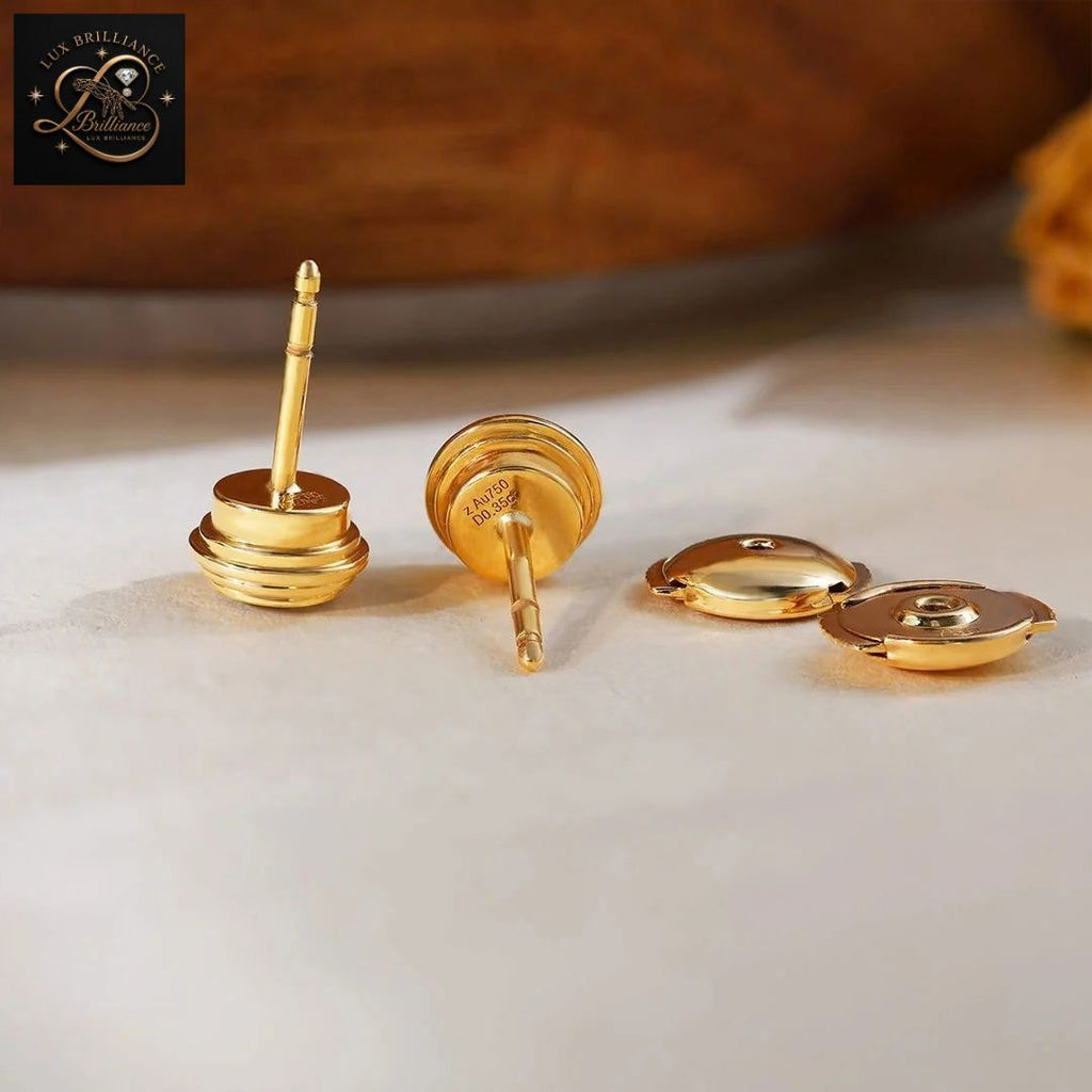 Bezel Set Round Diamond Solitaire Studs | 14K Solid Gold Screw Back Earrings (Copy)
