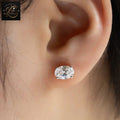 Oval Diamond Solitaire Screw Back Stud Earrings | Solid 14K Gold