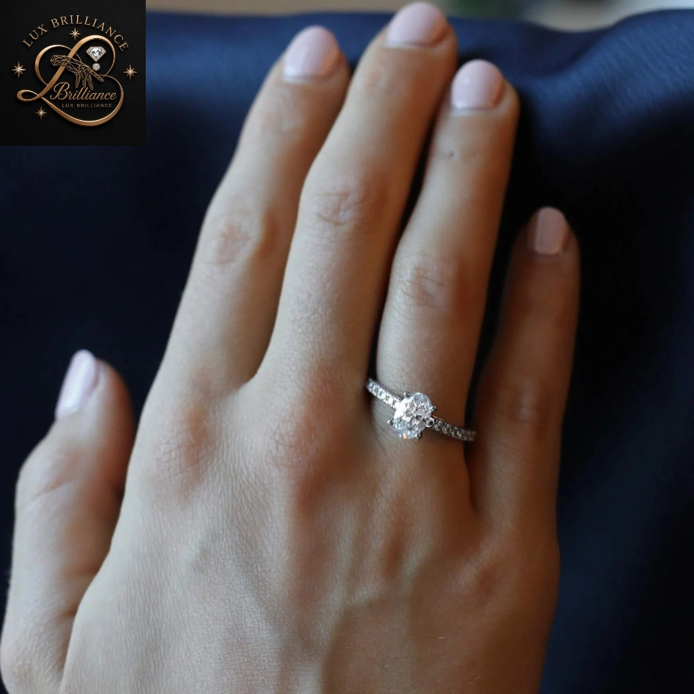Oval Cut Diamond Pave Engagement Ring | Modern 14K Yellow Gold Ring | Gift For Her