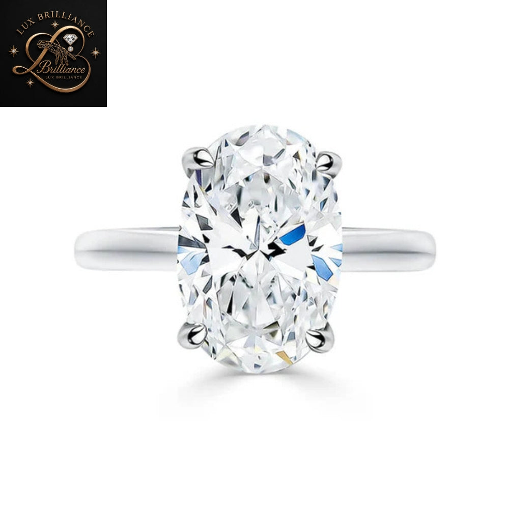 Simple Oval Diamond Engagement Ring |  18k White Gold Ring | Anniversary Ring For Gift