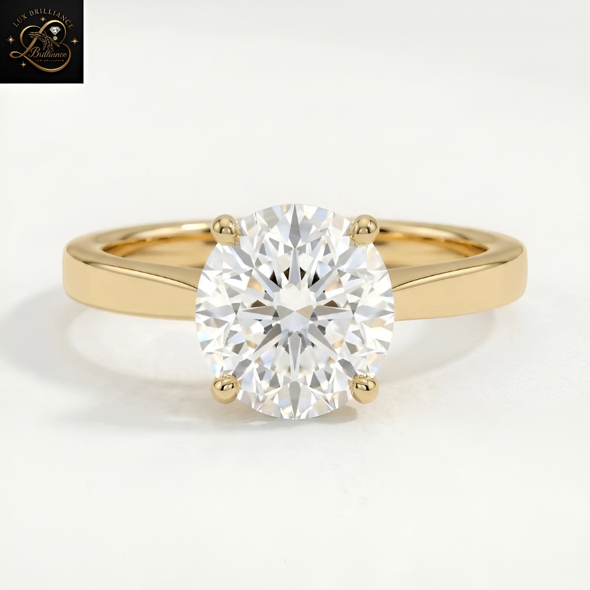 Tapered Round Solitaire Engagement Ring | 18K Lab Diamond Solitaire 4-Prong Sleek Plain Band | Gift For Her (Copy) (Copy) (Copy) (Copy)