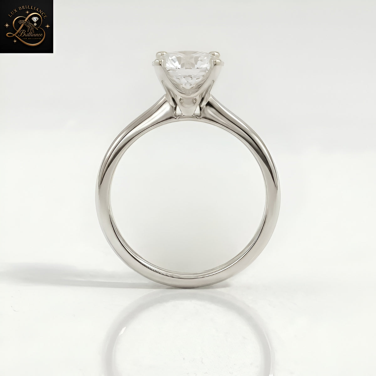 Unique 6-Prong Round Solitaire Engagement Ring | Brilliant Lab Diamond sleek Plain Band | Gift For Her