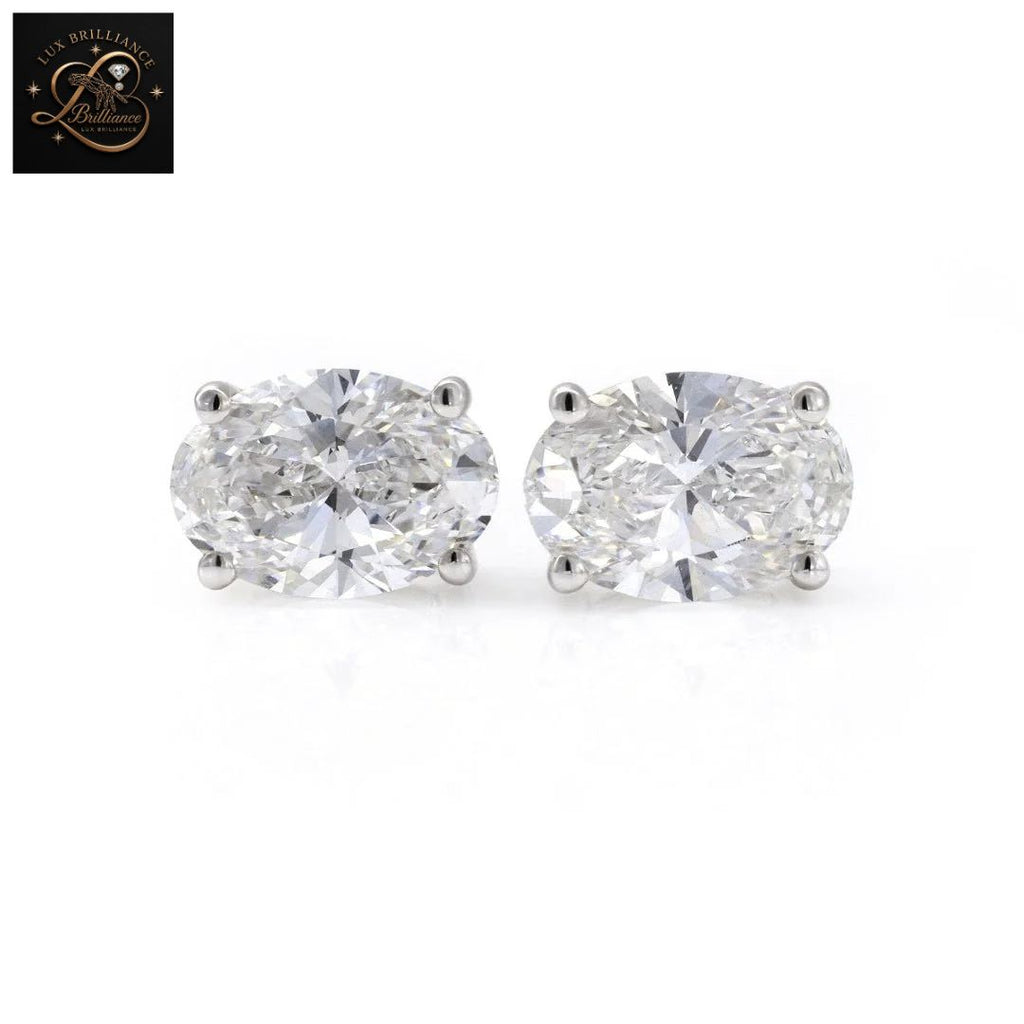 Oval Diamond Solitaire Screw Back Stud Earrings | Solid 14K Gold