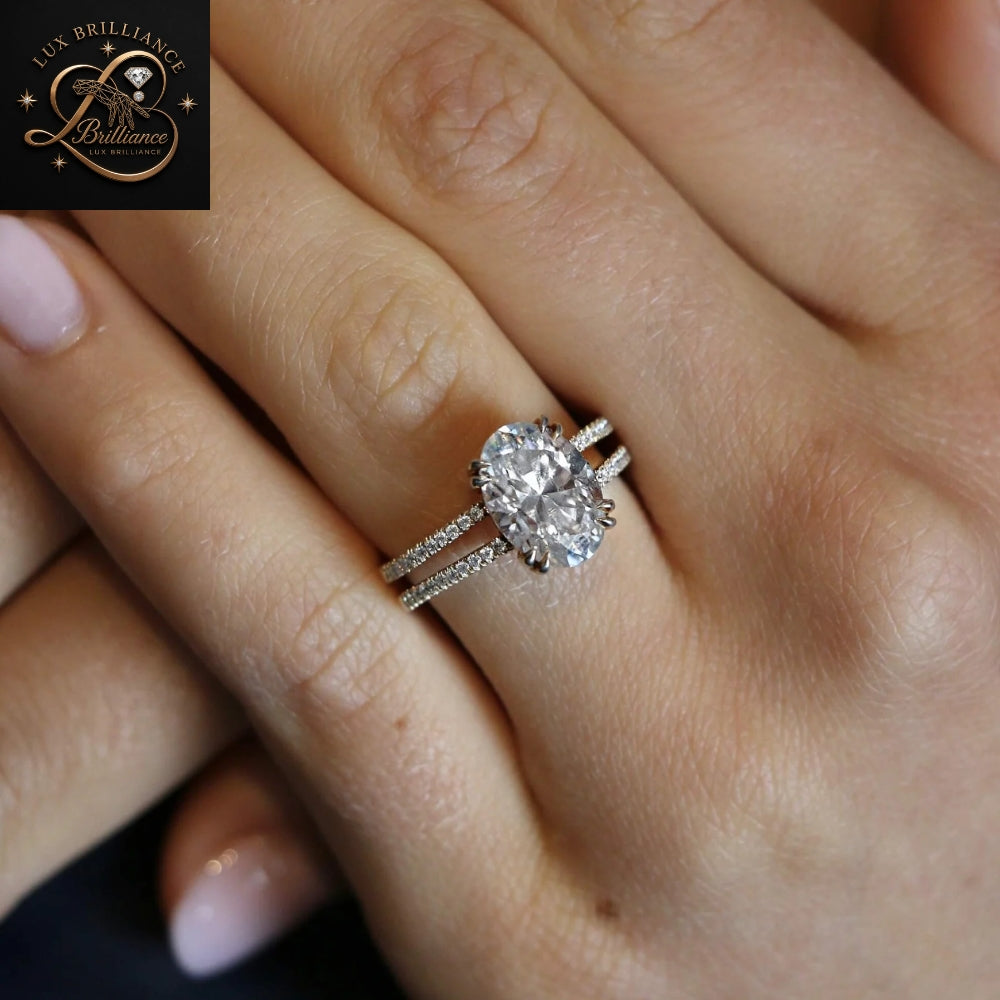 Oval Diamond Split Band Engagement Ring | Trendy Split Shank Solitaire Gold Ring | Gift For Her