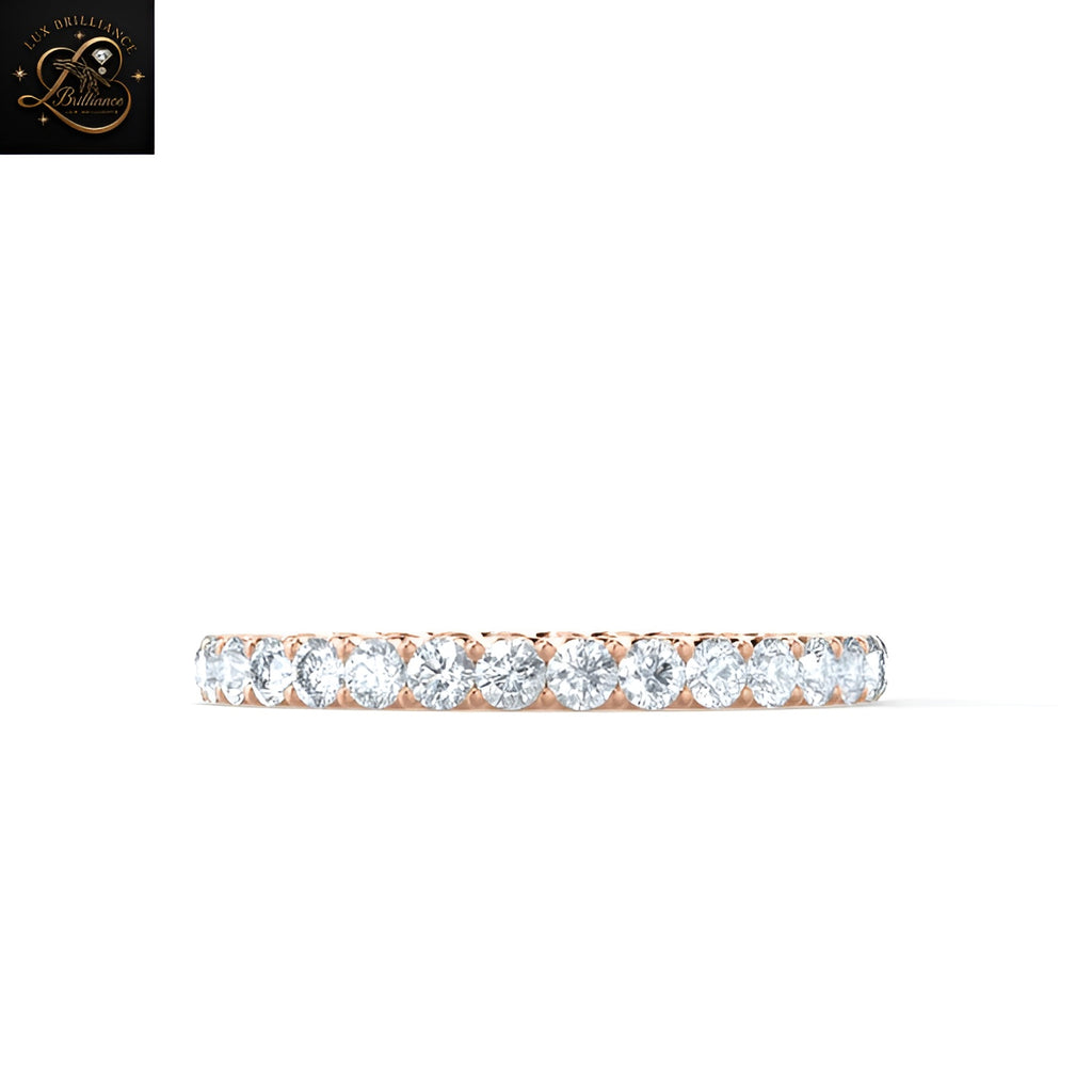 18k Yellow Gold Diamond Pave Eternity Band | Micro Pave Wedding Ring | Gift For Her