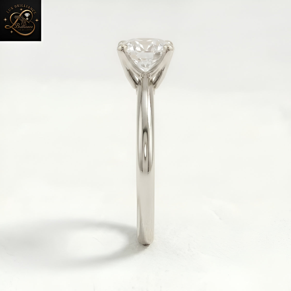 Unique 6-Prong Round Solitaire Engagement Ring | Brilliant Lab Diamond sleek Plain Band | Gift For Her