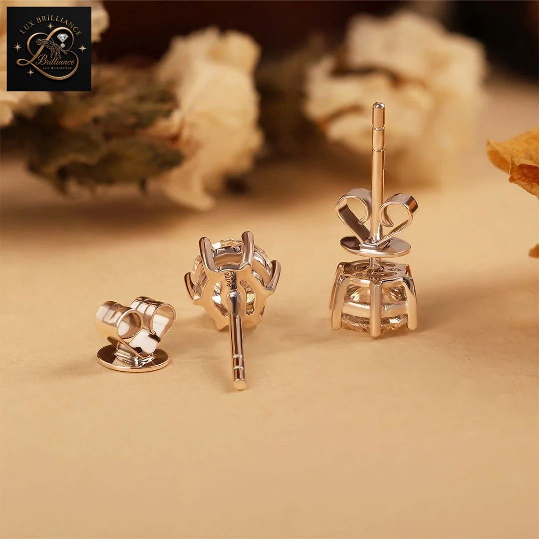 Classic 6-Prong Round Diamond Solitaire Studs | Solid White Gold