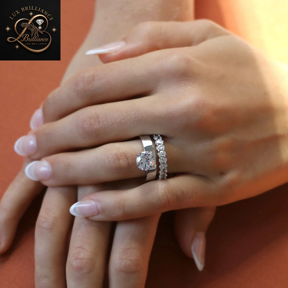 3Ct Round Diamond Solitaire Ring | Modern Wide Band Ring | Primes Ring