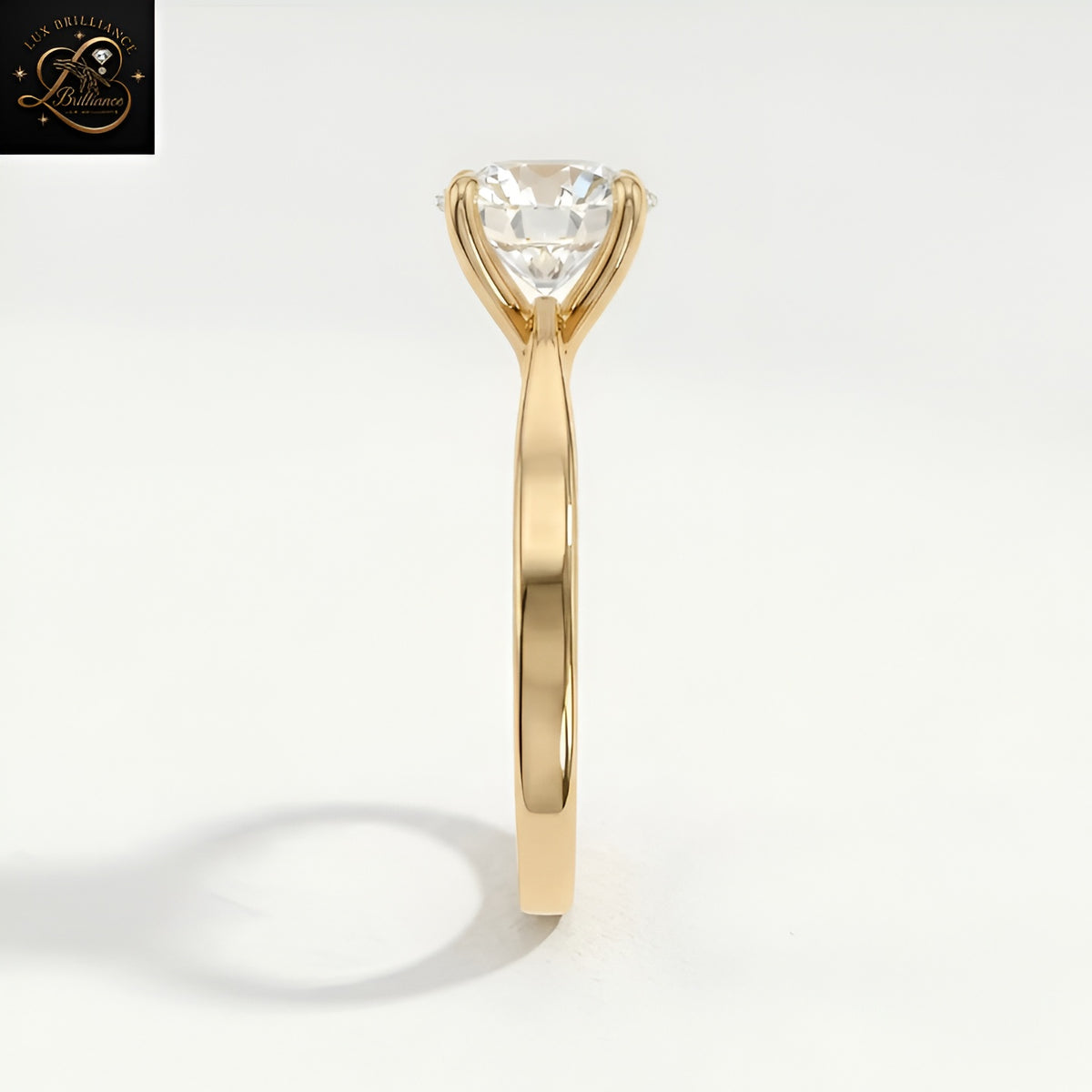 Tapered Round Solitaire Engagement Ring | 18K Lab Diamond Solitaire 4-Prong Sleek Plain Band | Gift For Her (Copy) (Copy) (Copy) (Copy)