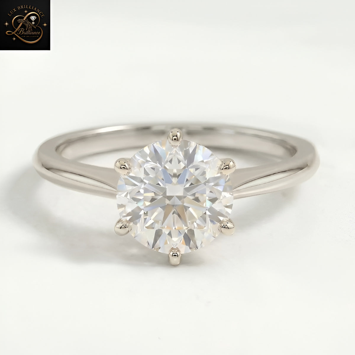 6-Prong Round Solitaire Engagement Ring | Brilliant Lab Diamond Wedding Ring | Gift For Her