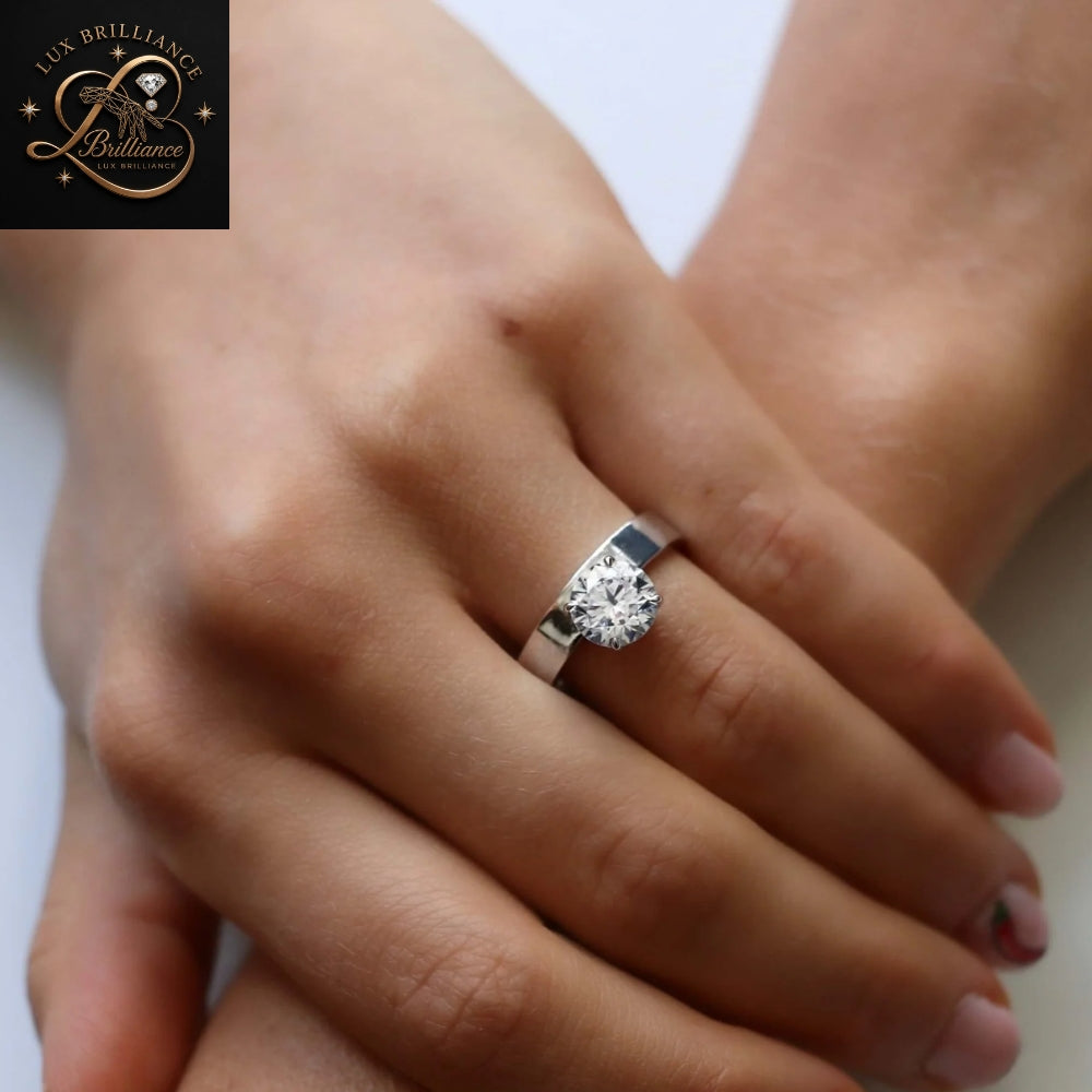3Ct Round Diamond Solitaire Ring | Modern Wide Band Ring | Primes Ring