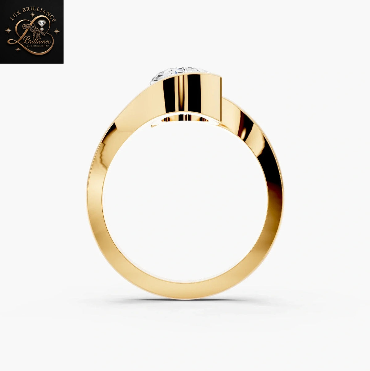 2.5 CT Oval Cut Bypass Bezel Solitaire Engagement Ring | 14K Yellow Gold Wedding Ring