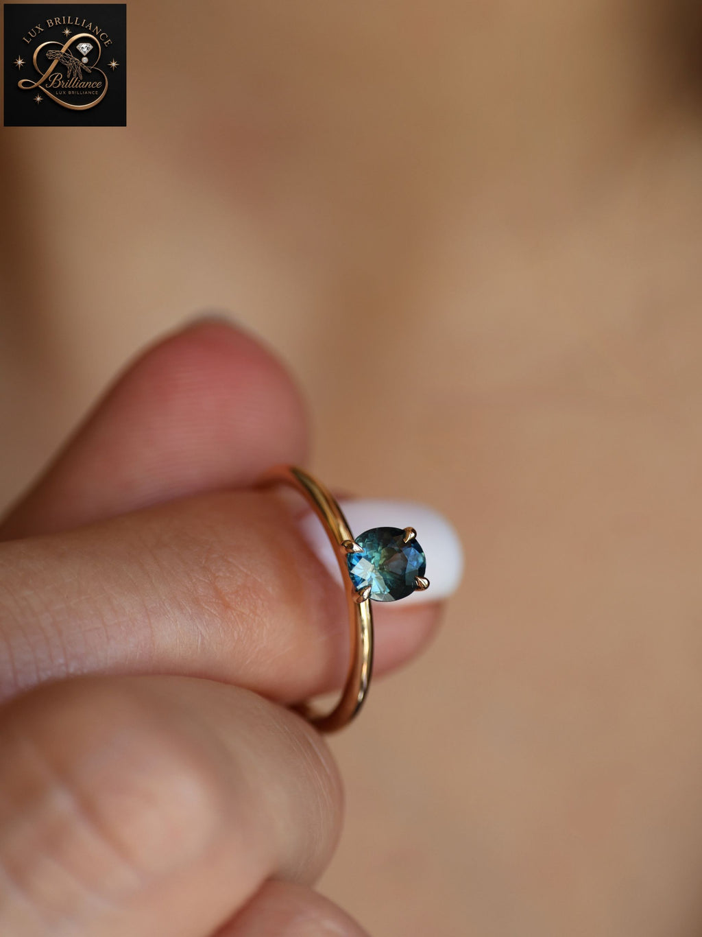 Oval Cut Ocean Blue Sapphire Ring | 14K Yellow Gold Solitaire Engagement Ring