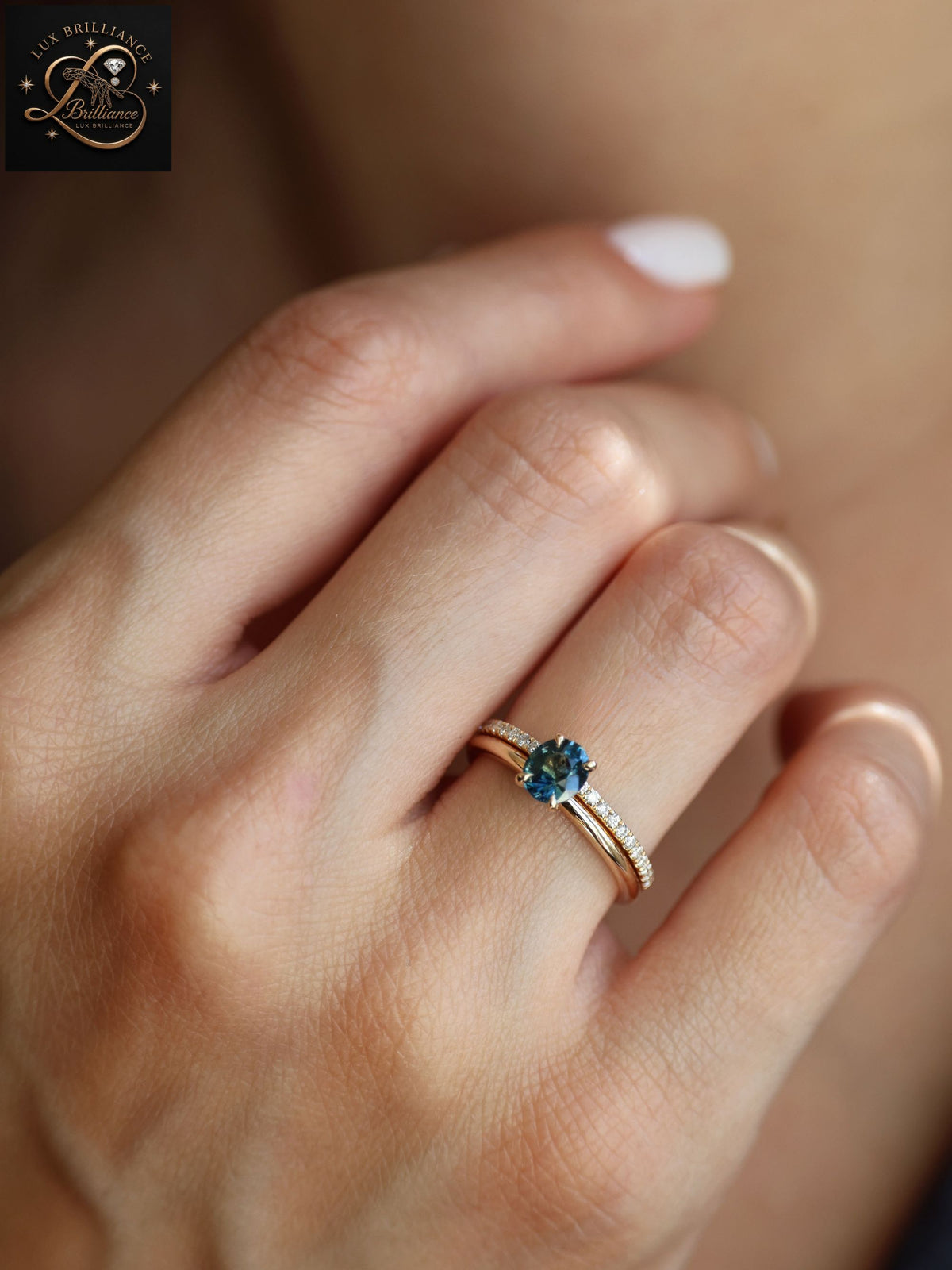 Oval Cut Ocean Blue Sapphire Ring | 14K Yellow Gold Solitaire Engagement Ring
