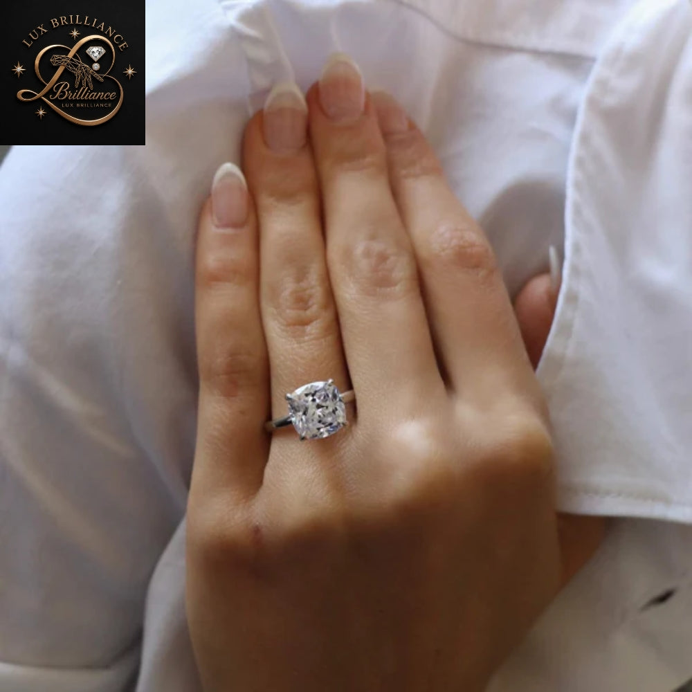14K Yellow Gold Cushion Cut Diamond Engagement Ring | Classic Solitaire Ring  | Gift For Her