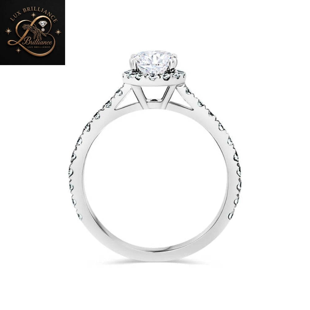 1.25Ct Oval Cut Diamond Halo Engagement Ring | Delicate Micro-Pave Halo 14K White Gold Ring | Wedding Ring For Her