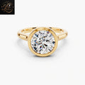 Round Cut Diamond Bezel Set Solitaire Engagement Ring | Modern Round Solitaire Promise Ring
