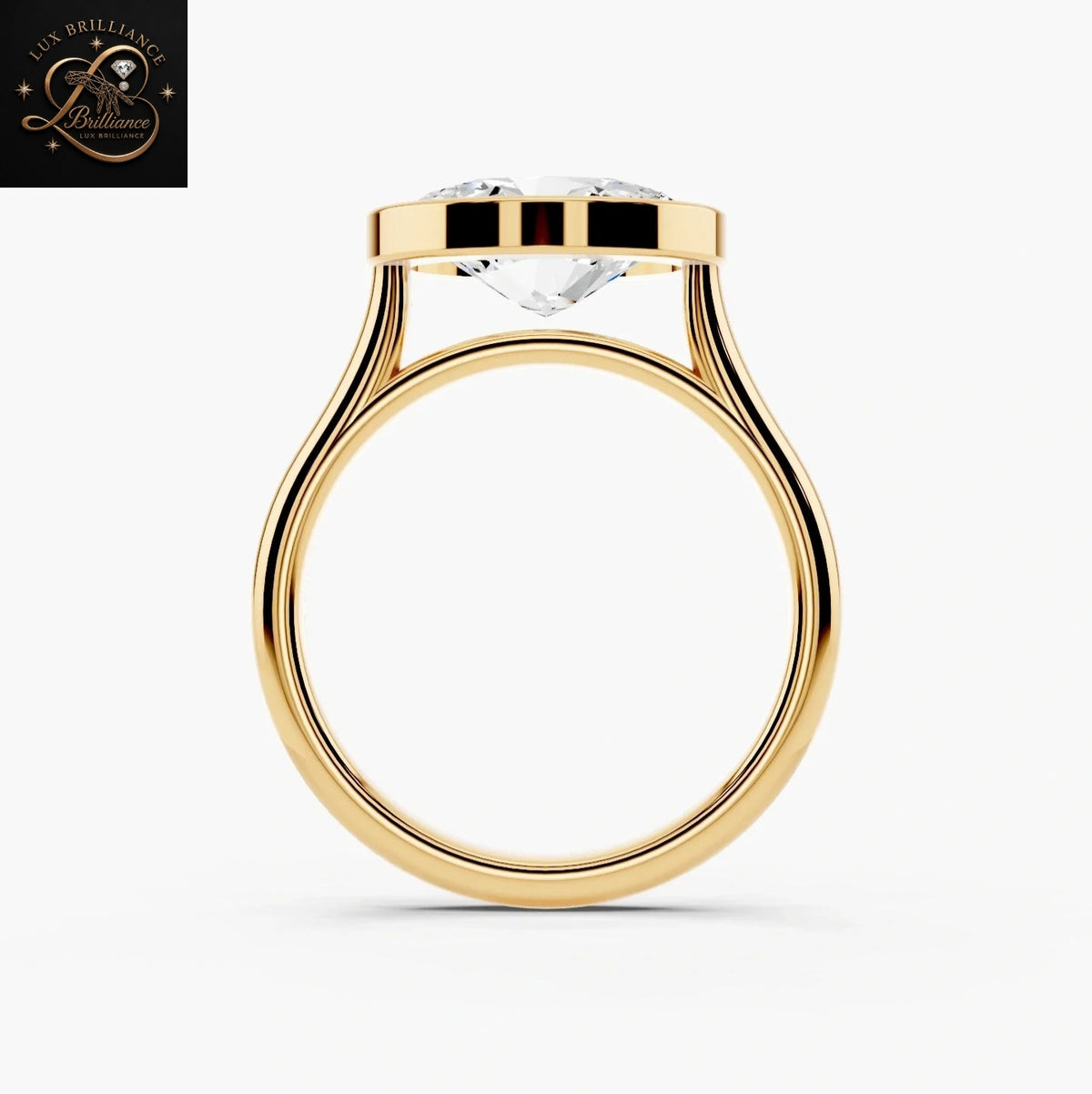 East-West Oval Cut Diamond Bezel Set Solitaire Engagement Ring | 14K Yellow Gold Promise Ring