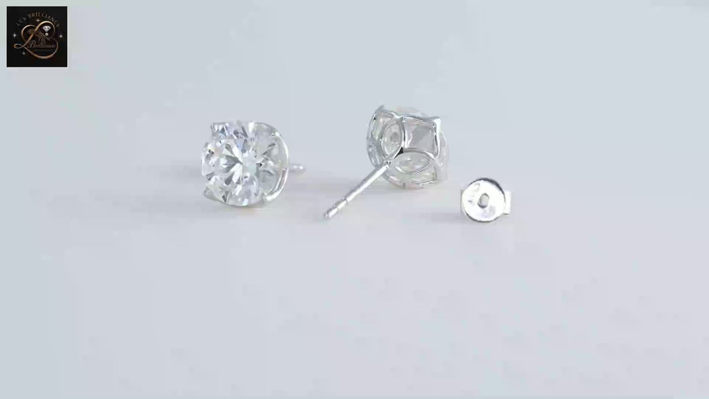 14K Gold Princess Cut Diamond Solitaire Stud Earrings | Screw Backs