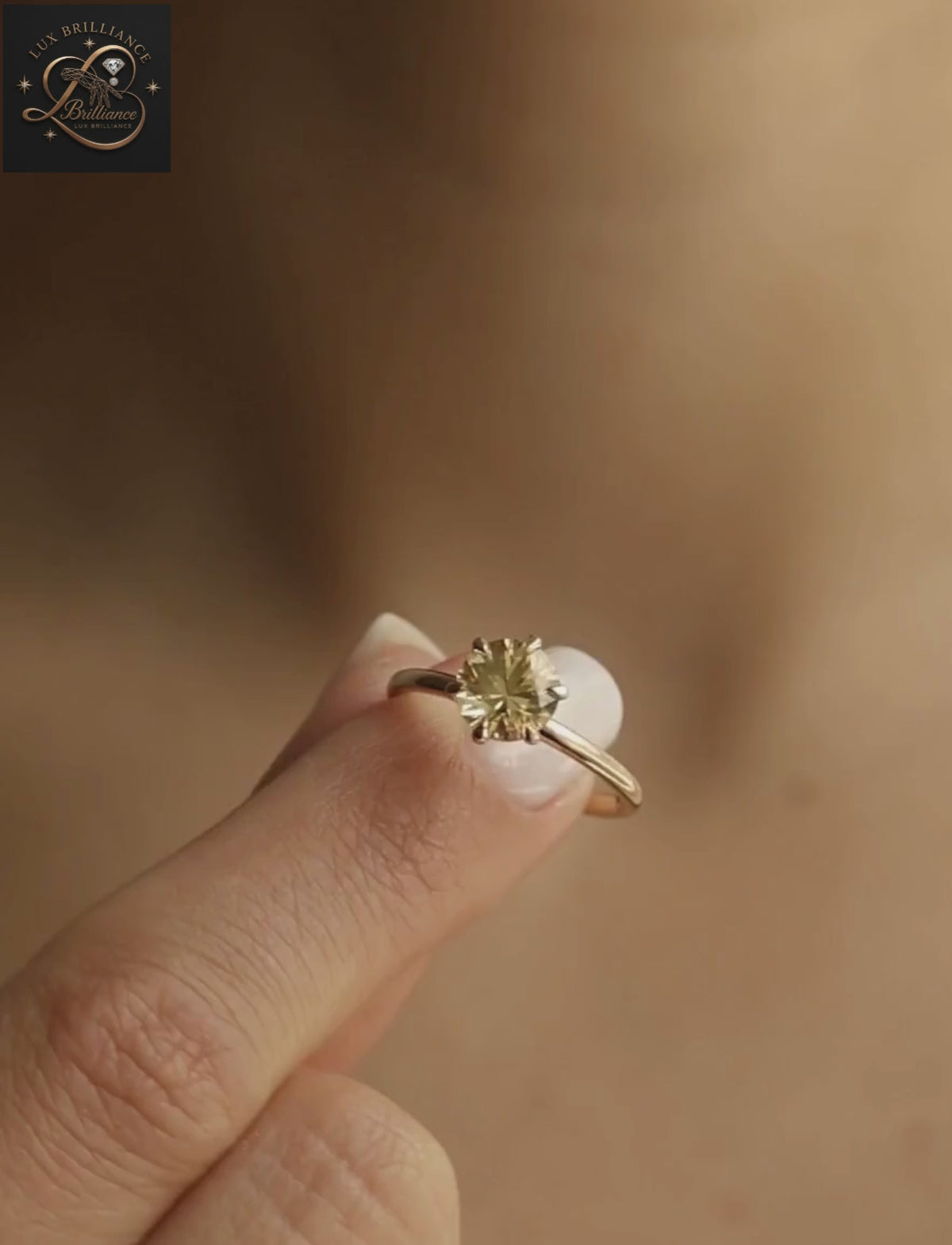 Modern Round Canary Yellow Gemstone Ring | Solitaire Yellow Gold Ring| Anniversary Jewelry