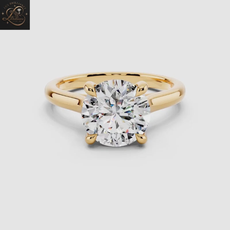 2.5 CT Round Brilliant Cut Diamond Solitaire Engagement Ring | 14K Yellow Gold Wedding Ring