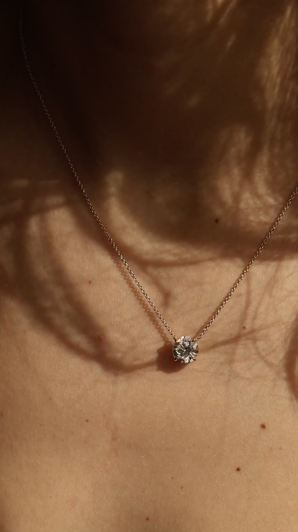 Dainty Round Brilliant Cut Diamond Pendant | Minimalist Gold Chain | Fine Jewelry