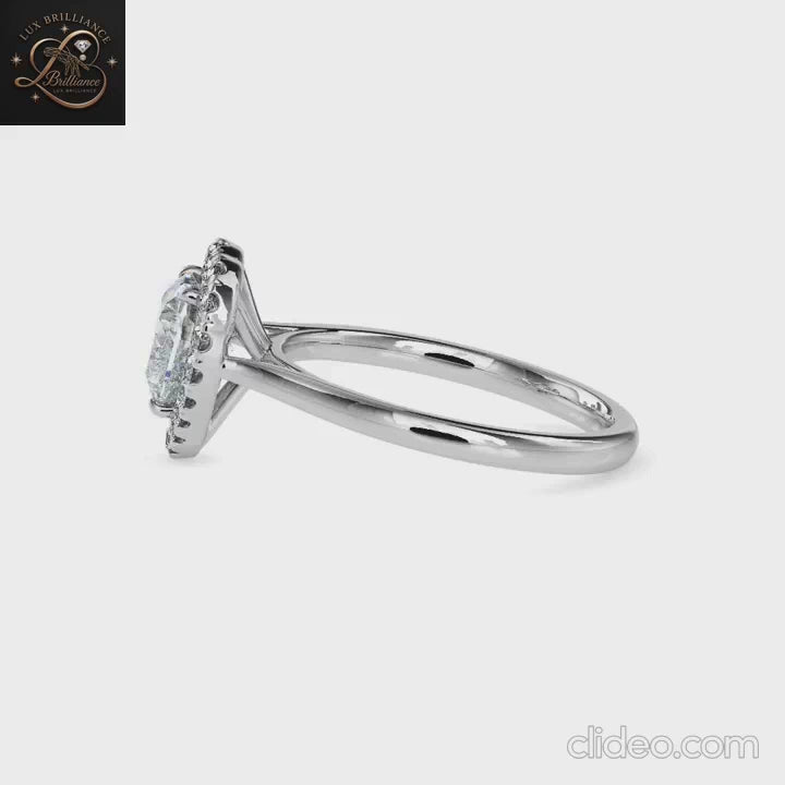 Heart Cut Diamond Halo Wedding Ring | 18K  Yellow Gold | Promise Ring| gift for her