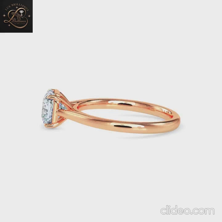 Cushion Cut Diamond Solitaire Engagement Ring| 18K Yellow Gold or White Gold  surprise ring for her