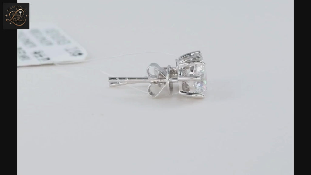 Classic 6-Prong Round Diamond Solitaire Studs | Solid White Gold
