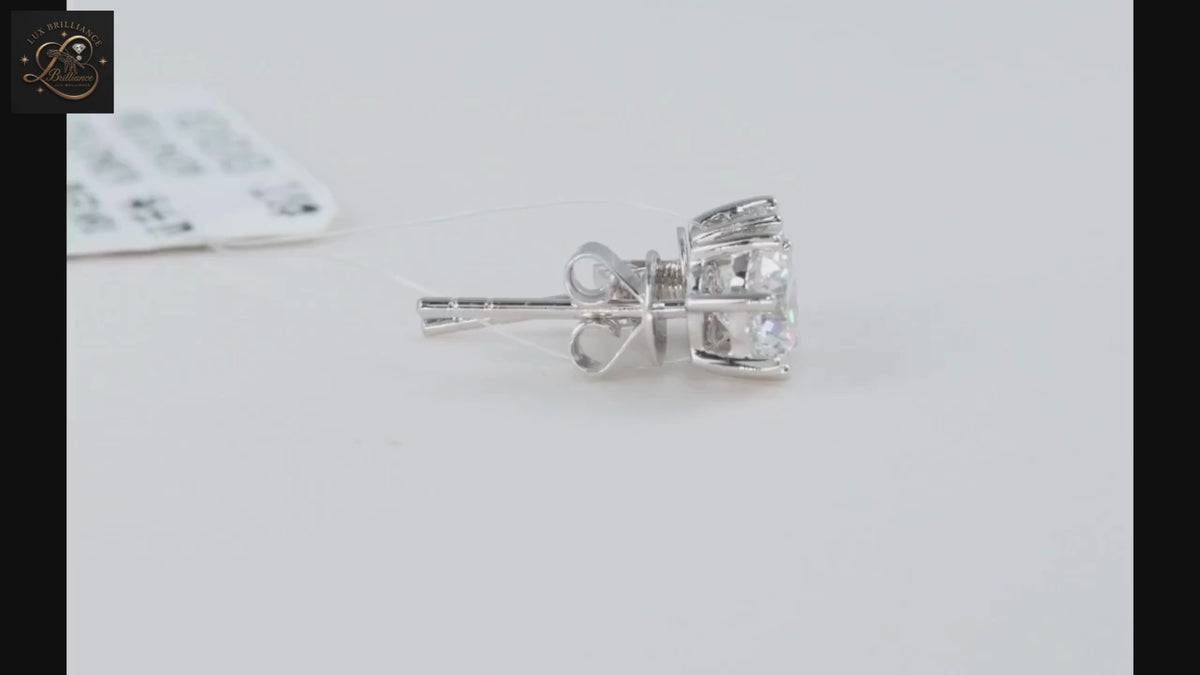 Classic 6-Prong Round Diamond Solitaire Studs | Solid White Gold