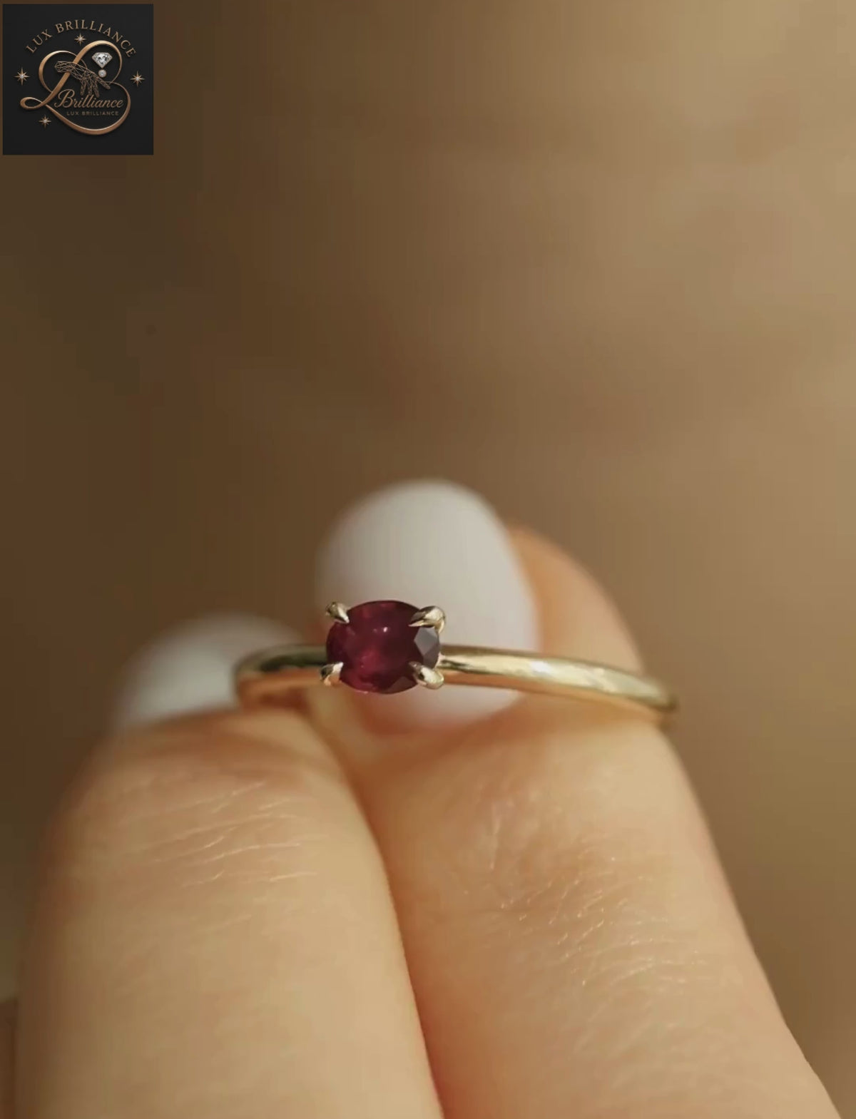 East-West Oval Ruby Gemstone Ring | 18k Yellow Gold Solitaire Engagement Ring