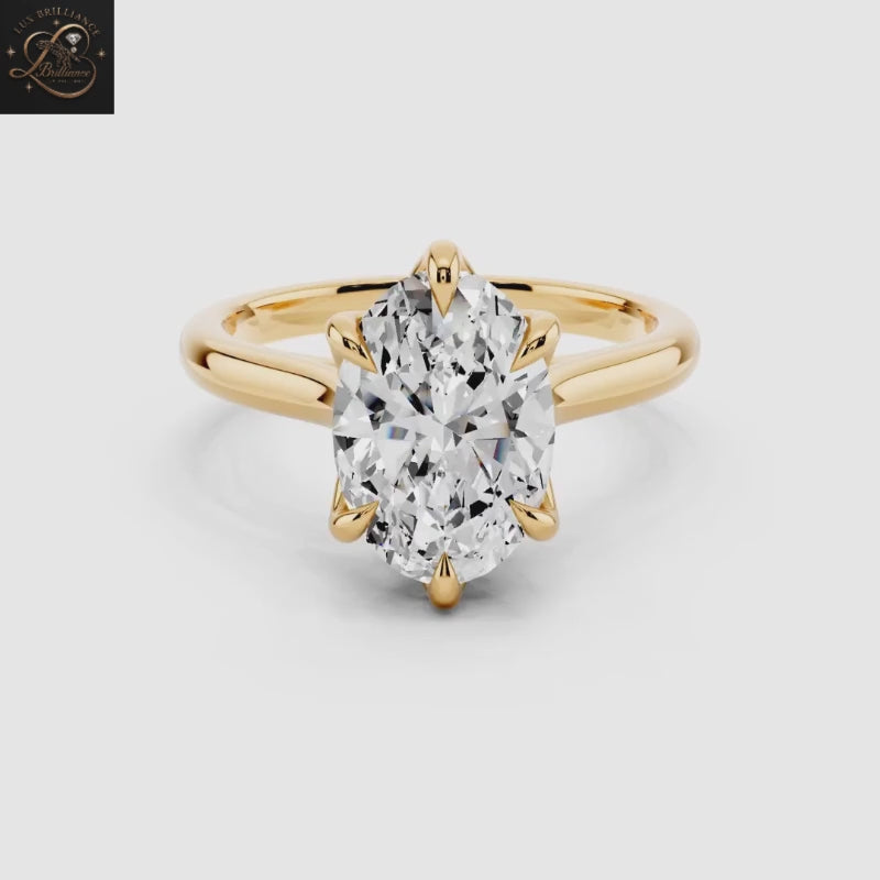 2ct Oval Lab Grown Diamond Engagement Ring | Tulip Basket and Hidden Halo Ring