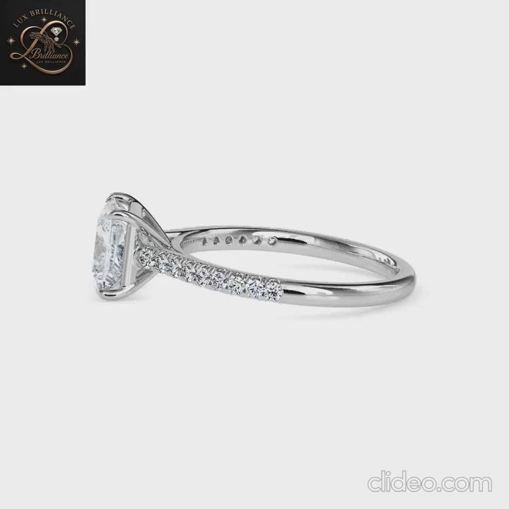 Princess Cut Diamond Pavé Engagement Ring | 18K Rose Gold wedding ring for her