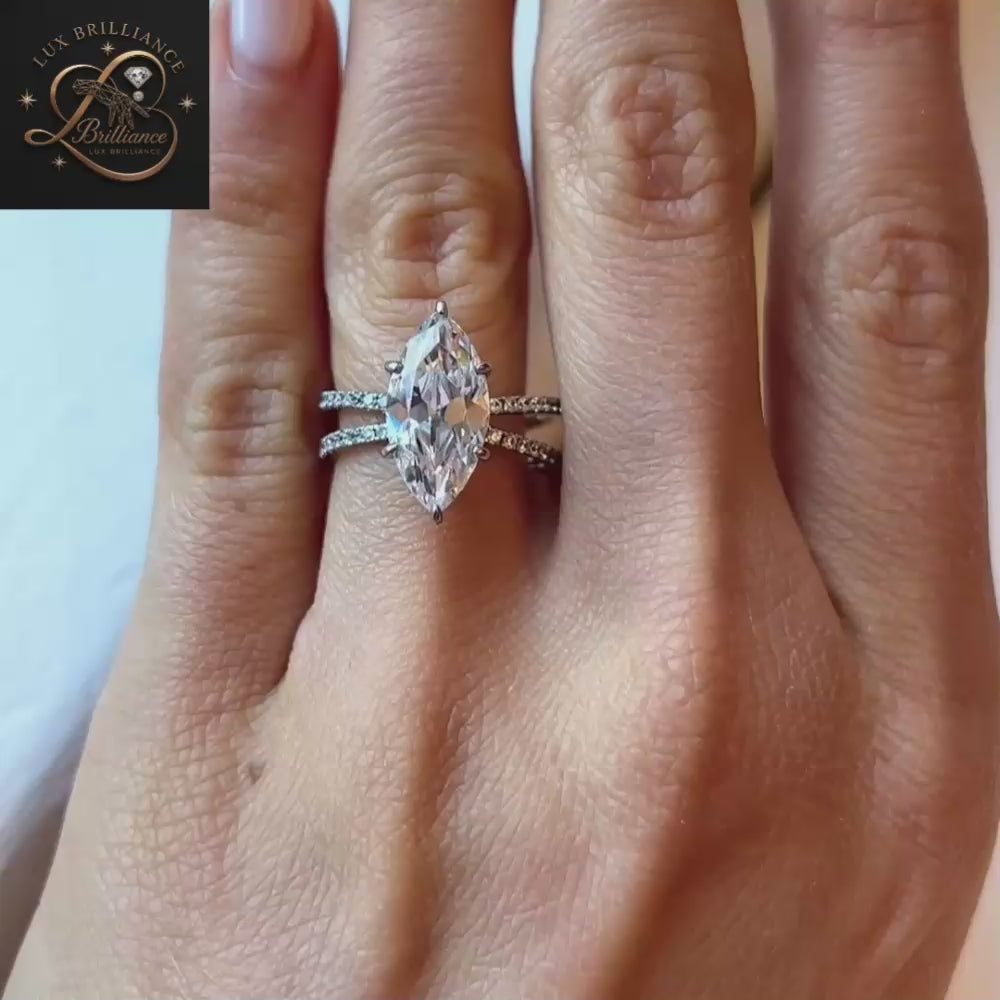 14k Yellow Gold Marquise Cut Diamond Engagement Ring | Wedding  Anniversary Gift Ring For Her