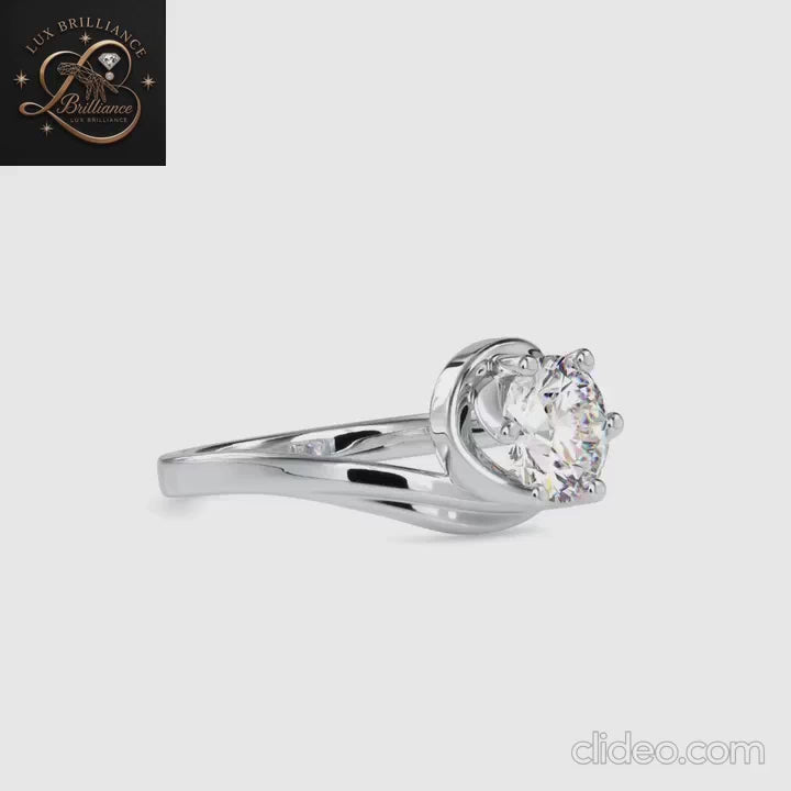 Round Cut Diamond Bypass Swirl Solitaire Engagement Ring |18K Rose Gold promise ring for ring