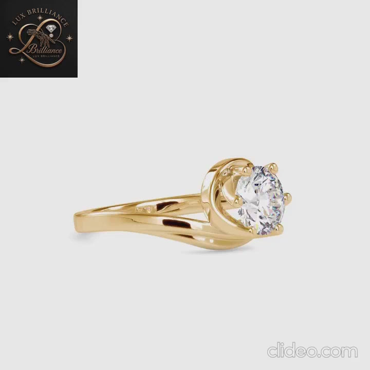 Round Cut Diamond Bypass Swirl Solitaire Engagement Ring |18K Rose Gold promise ring for ring