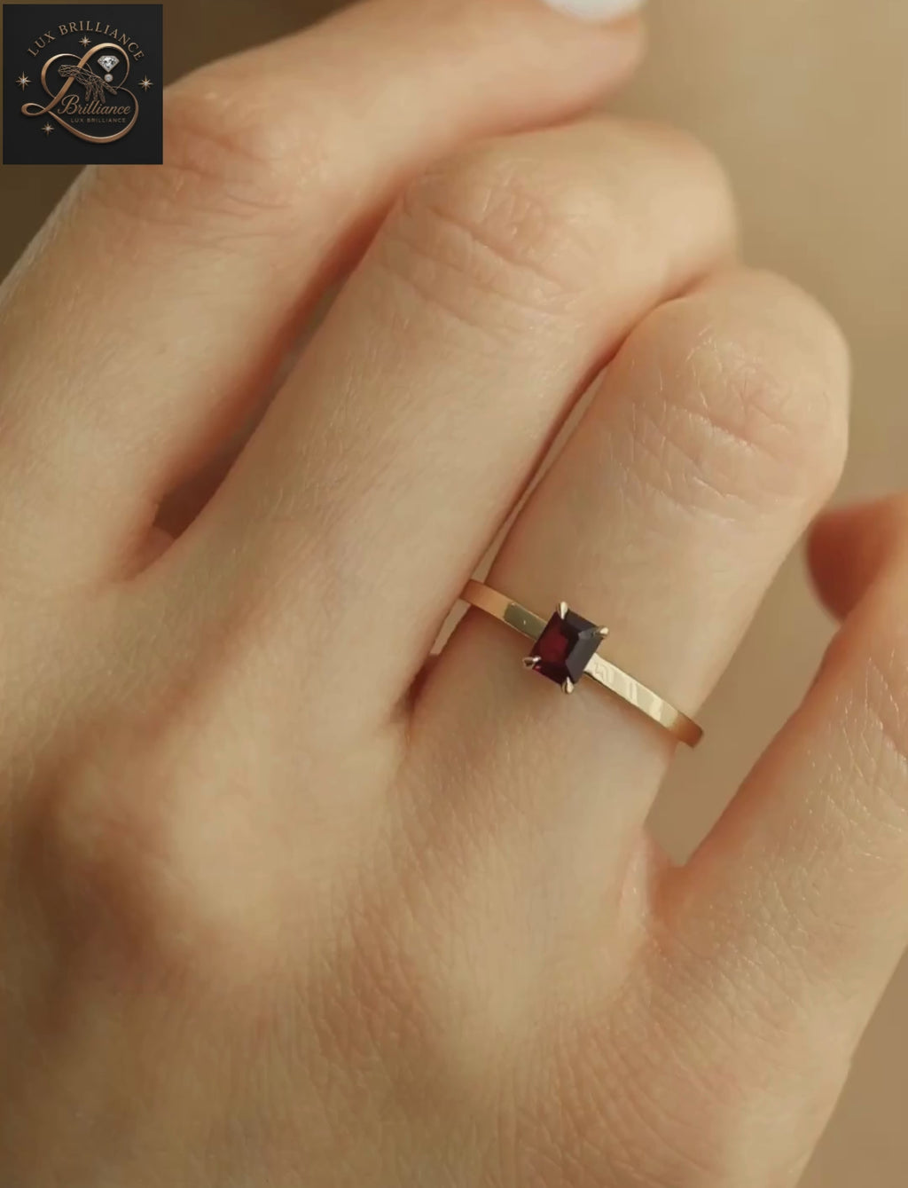 Classic Emerald Cut Ruby Solitaire Ring | Yellow Gold Promise & Anniversary Ring