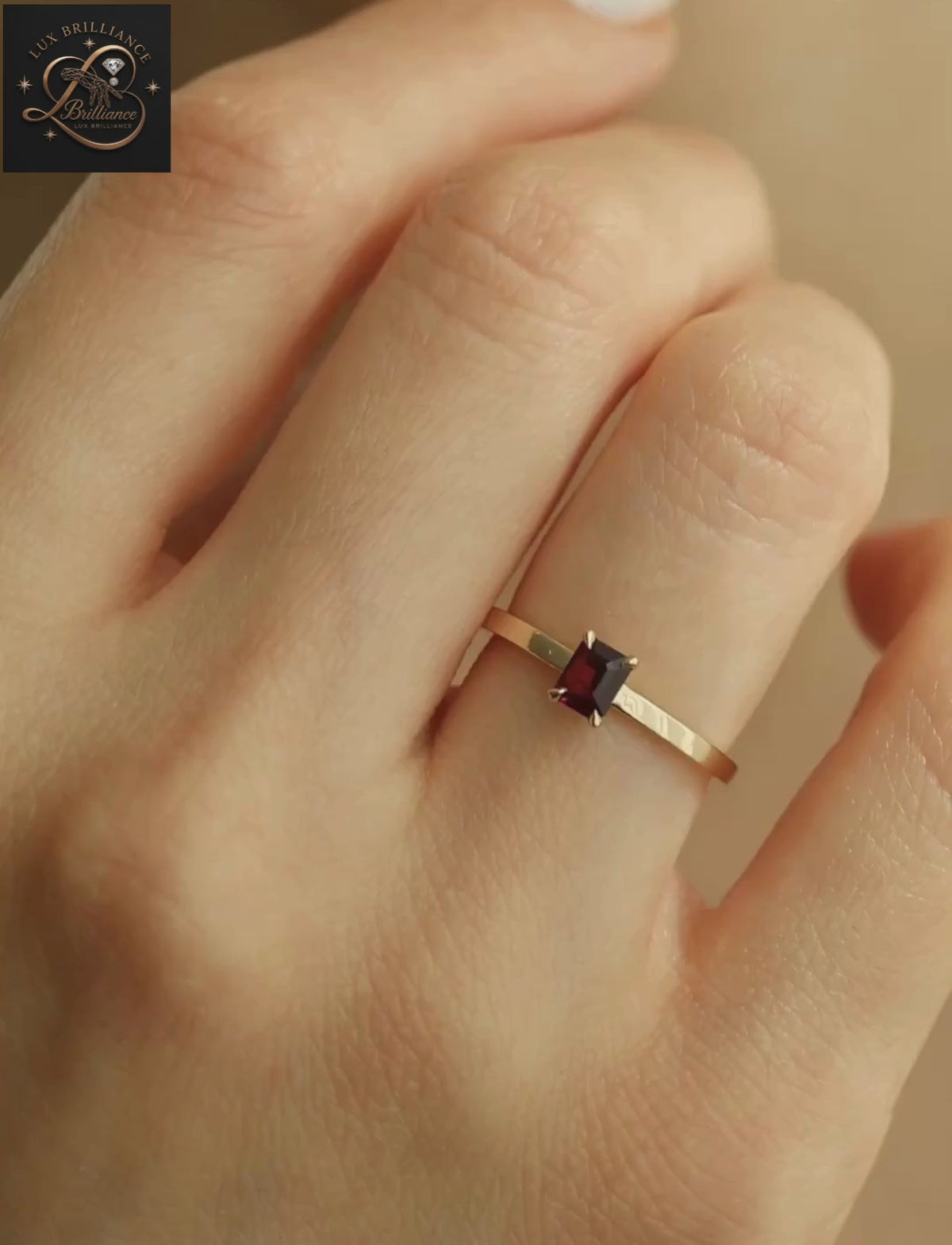 Classic Emerald Cut Ruby Solitaire Ring | Yellow Gold Promise & Anniversary Ring
