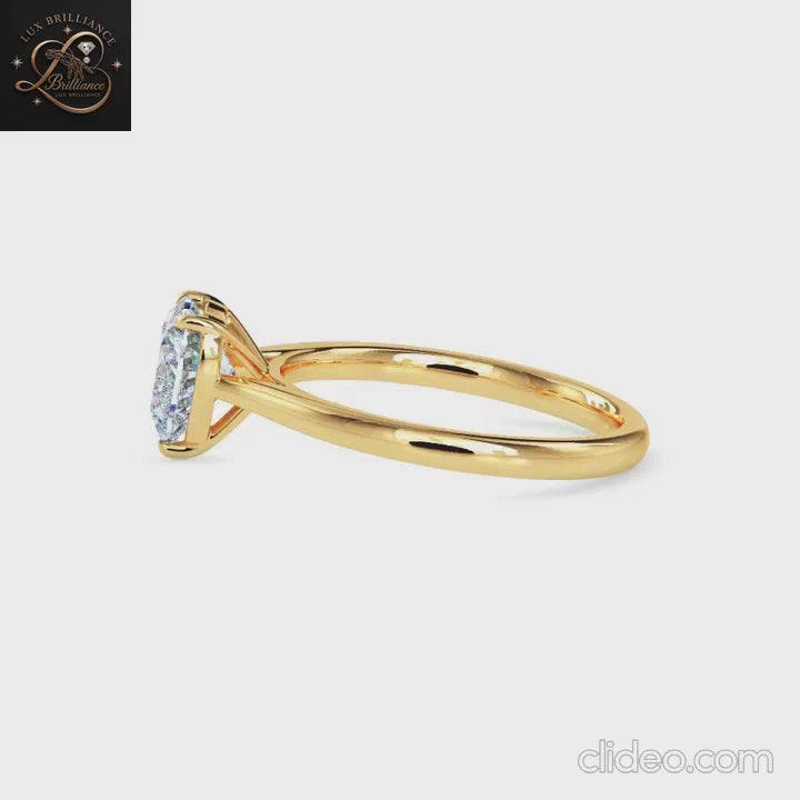 Heart Cut Diamond Solitaire Engagement Ring | 18K  Yellow Gold | |Bridal Ring