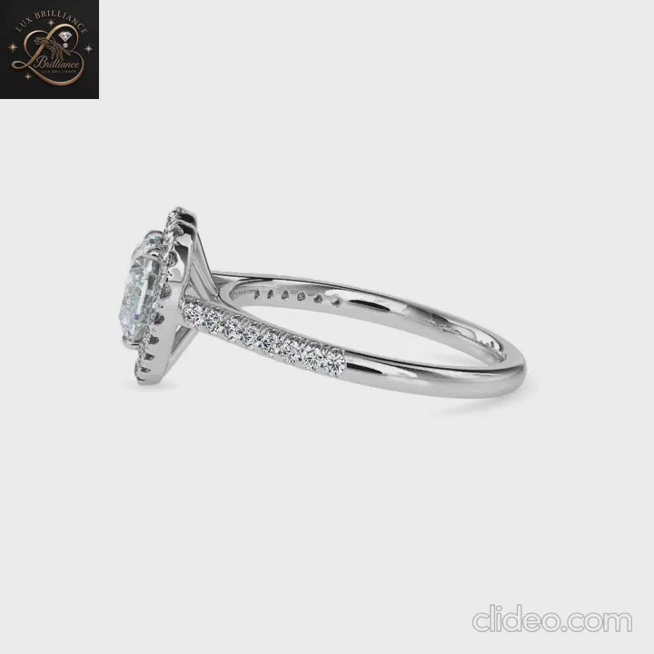 Heart Cut Diamond Halo Anniversary Ring | 18K Yellow Gold | promise Ring For Her