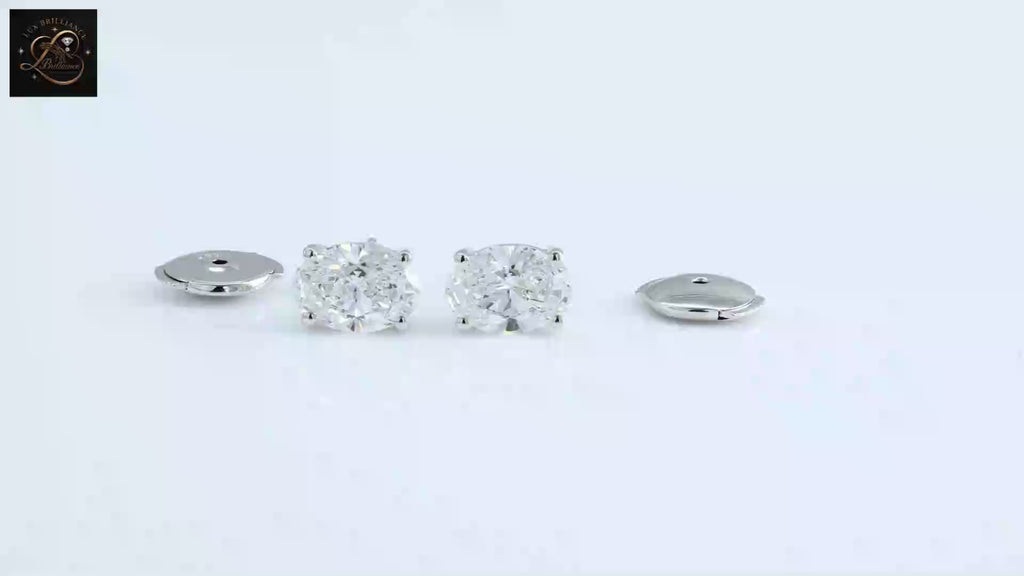 Oval Diamond Solitaire Screw Back Stud Earrings | Solid 14K Gold
