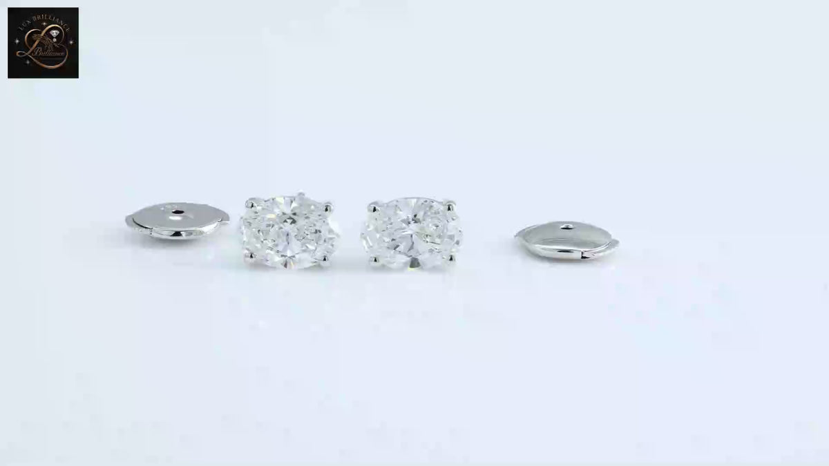 Oval Diamond Solitaire Screw Back Stud Earrings | Solid 14K Gold