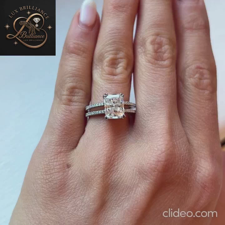 Radiant Cut Diamond Engagement Ring with  White Gold | Promise Ring gift for her