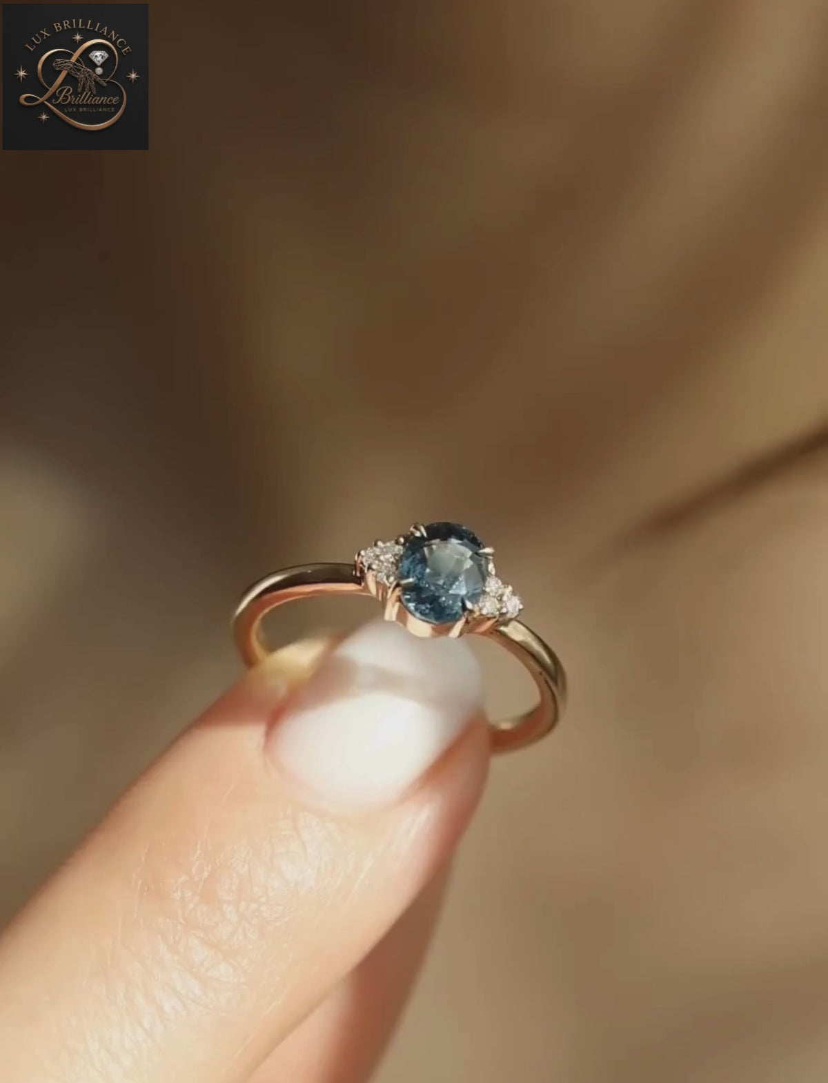 Round Brilliant Cut Deep Blue Sapphire Solitaire Ring | 14K White Gold Engagement Ring