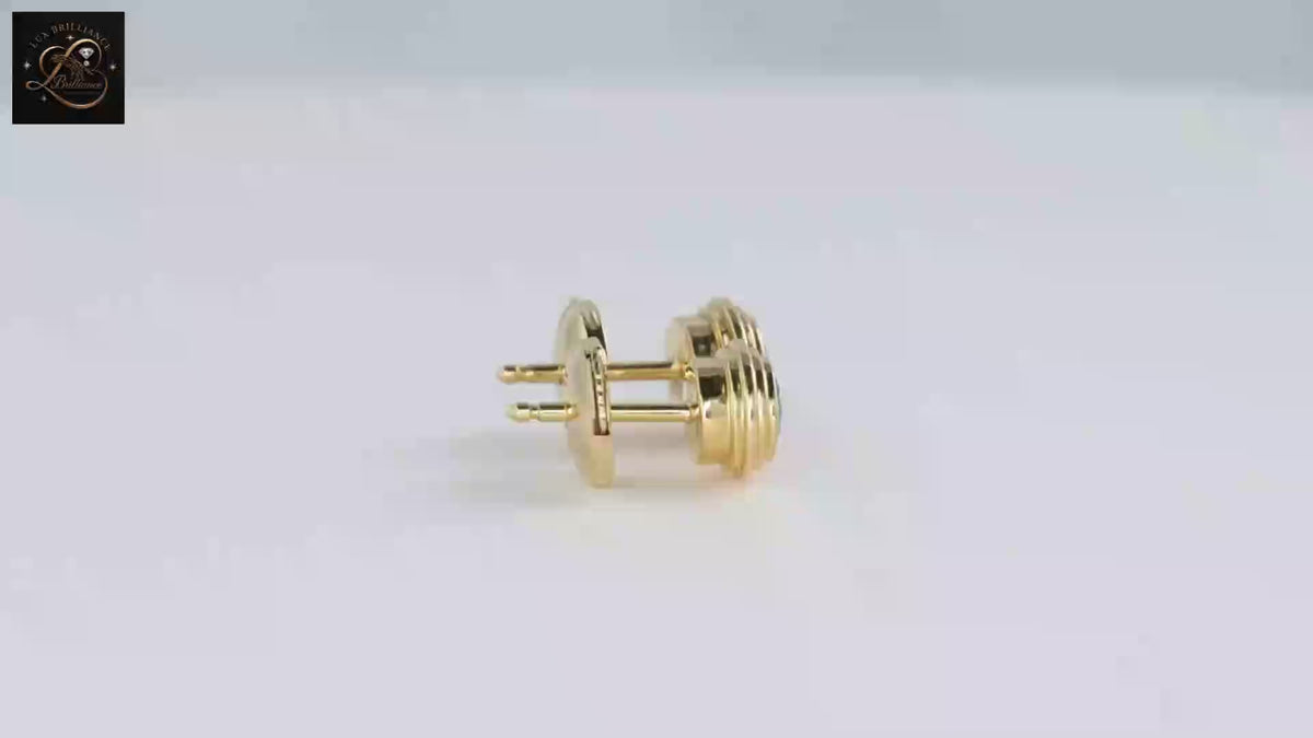 Bezel Set Round Diamond Solitaire Studs | 14K Solid Gold Screw Back Earrings