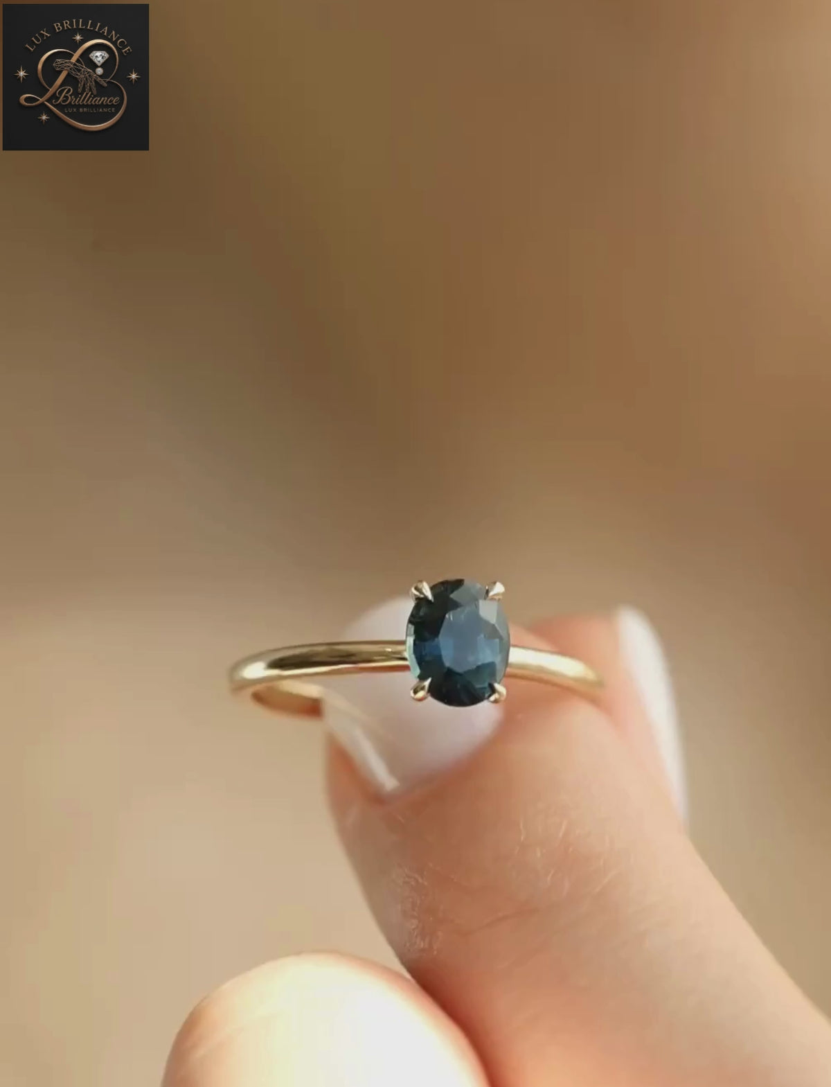 Elegant Oval Cut Teal Blue Sapphire Ring | Classic Yellow Gold Solitaire Ring